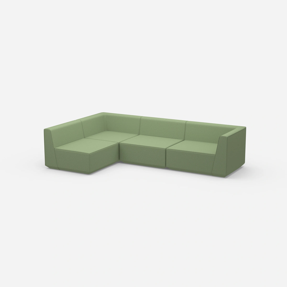 Ecksofa in Grün von der Seite