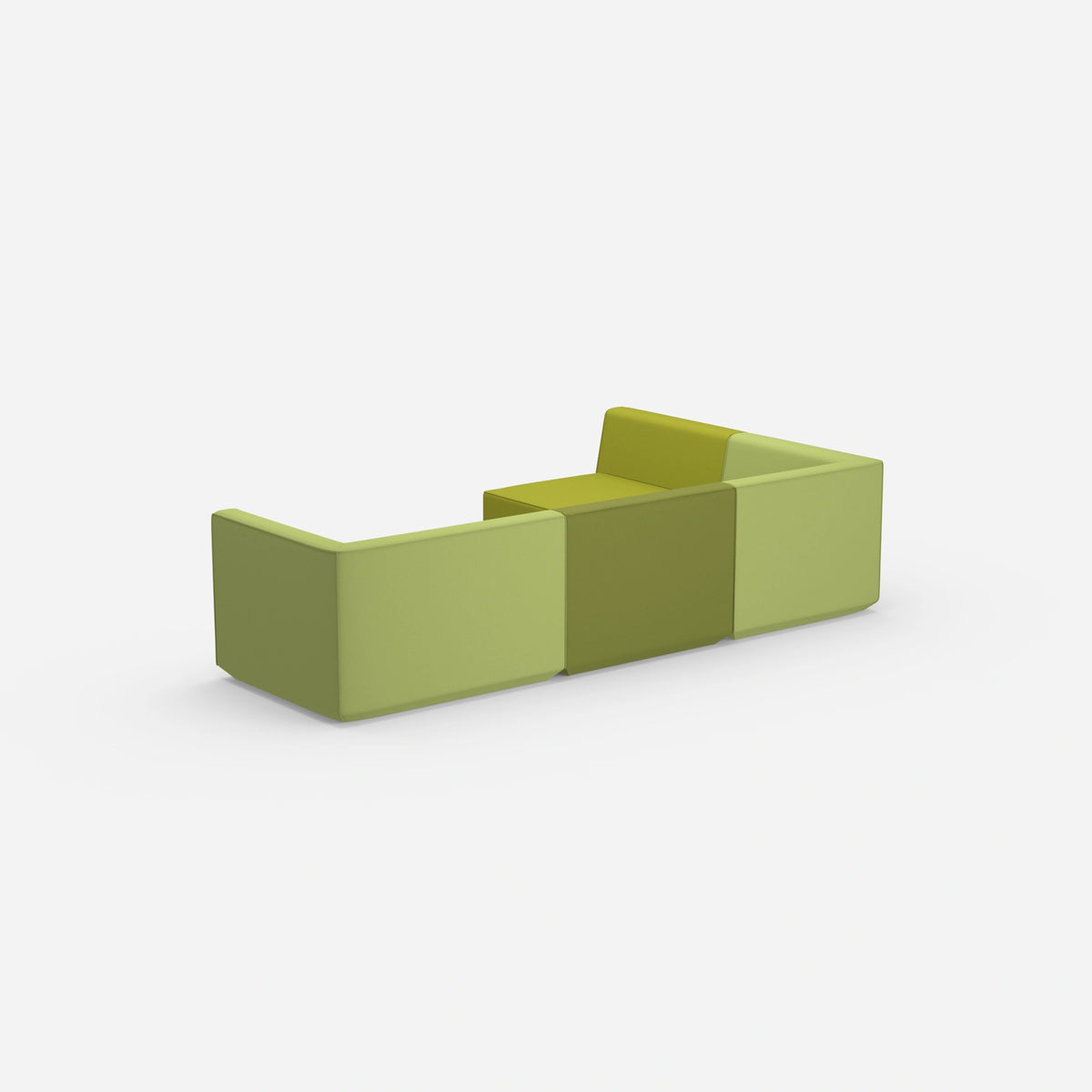 Ecksofa in Grün von hinten