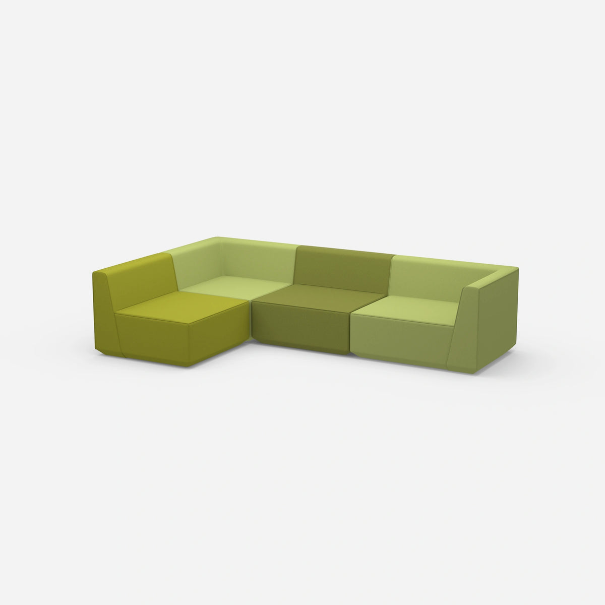 Ecksofa in Grün von der Seite