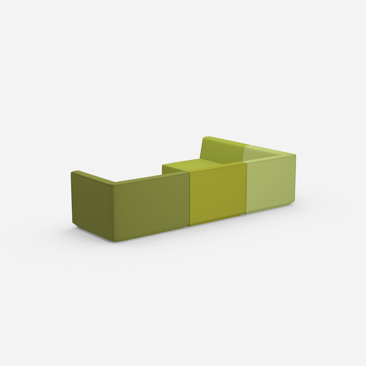 Ecksofa in Grün von hinten