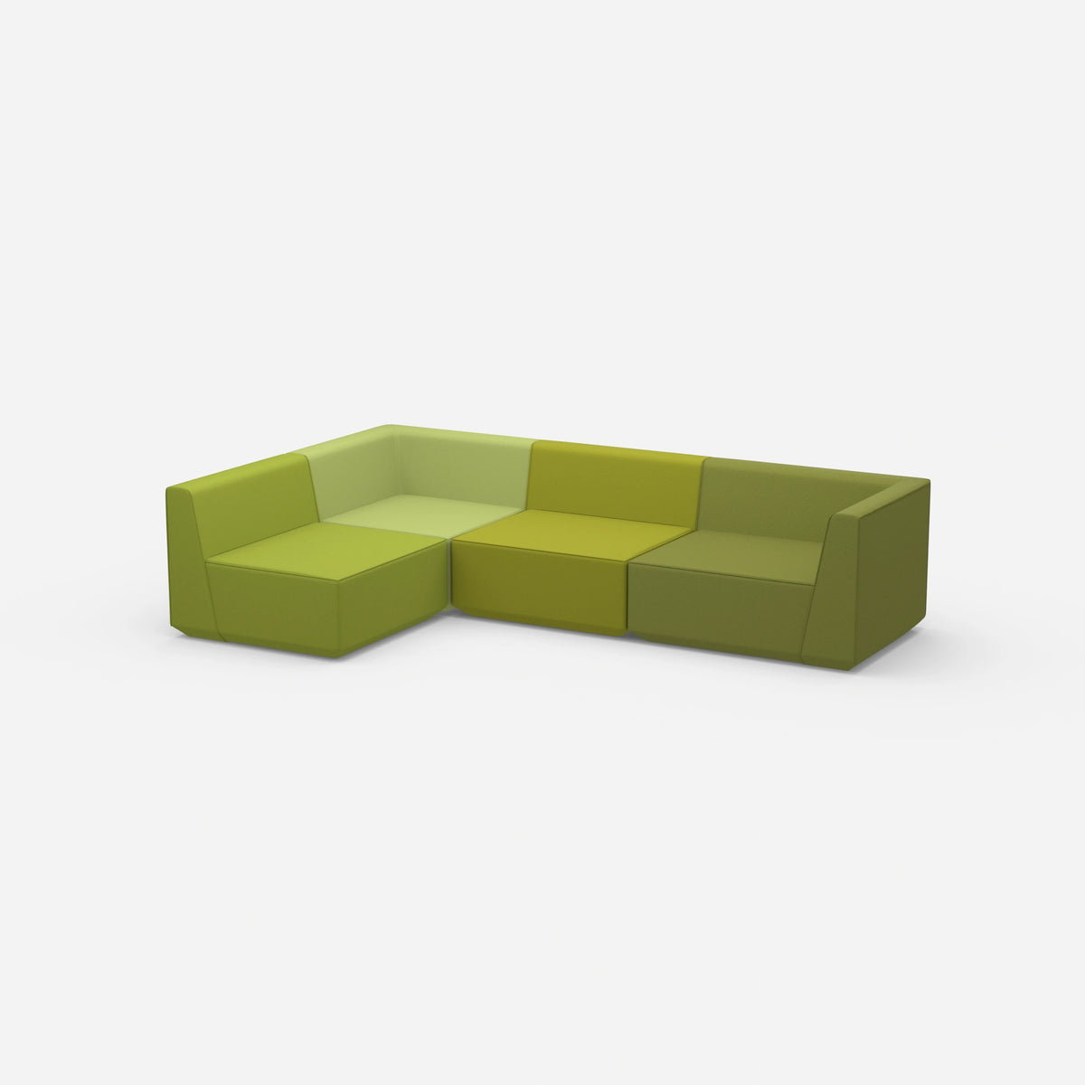 Ecksofa in Grün von der Seite