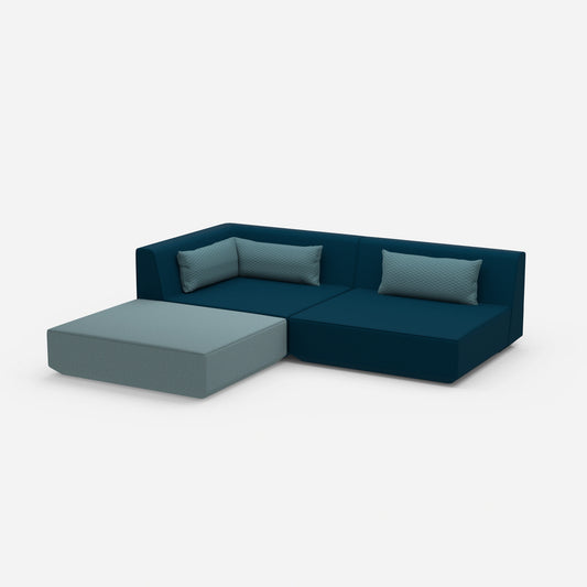 Ecksofa mit niedriger Sitzhöhe von der Seite