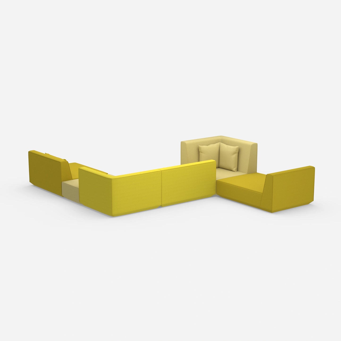 Généreux canapé modulable pour les grands espaces par l'arrière
