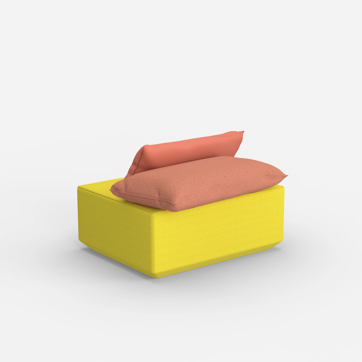 Moderner gelber Pouf von hinten