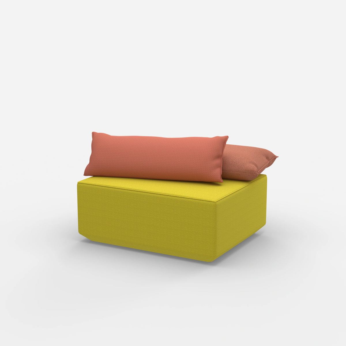 Moderner gelber Pouf von der Seite