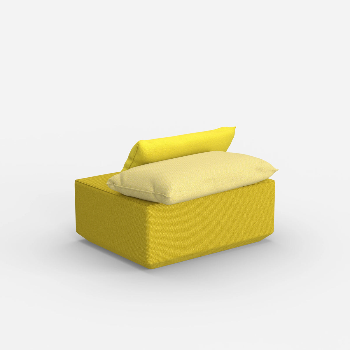 Moderner gelber Pouf von hinten