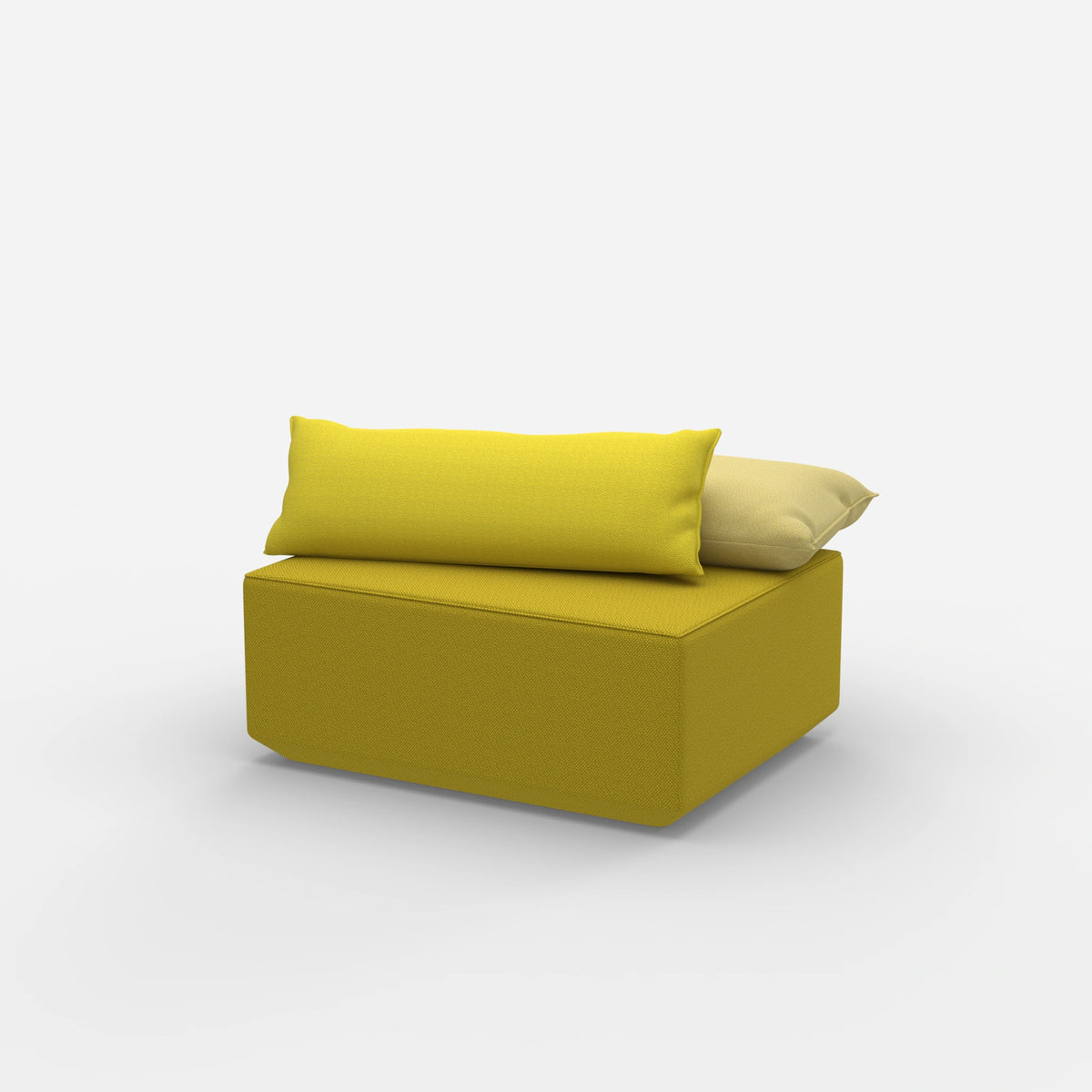 Moderner gelber Pouf von der Seite