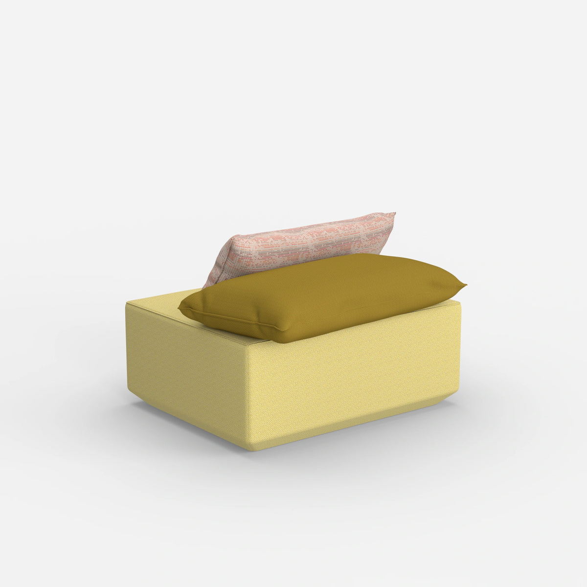Moderner gelber Pouf von hinten