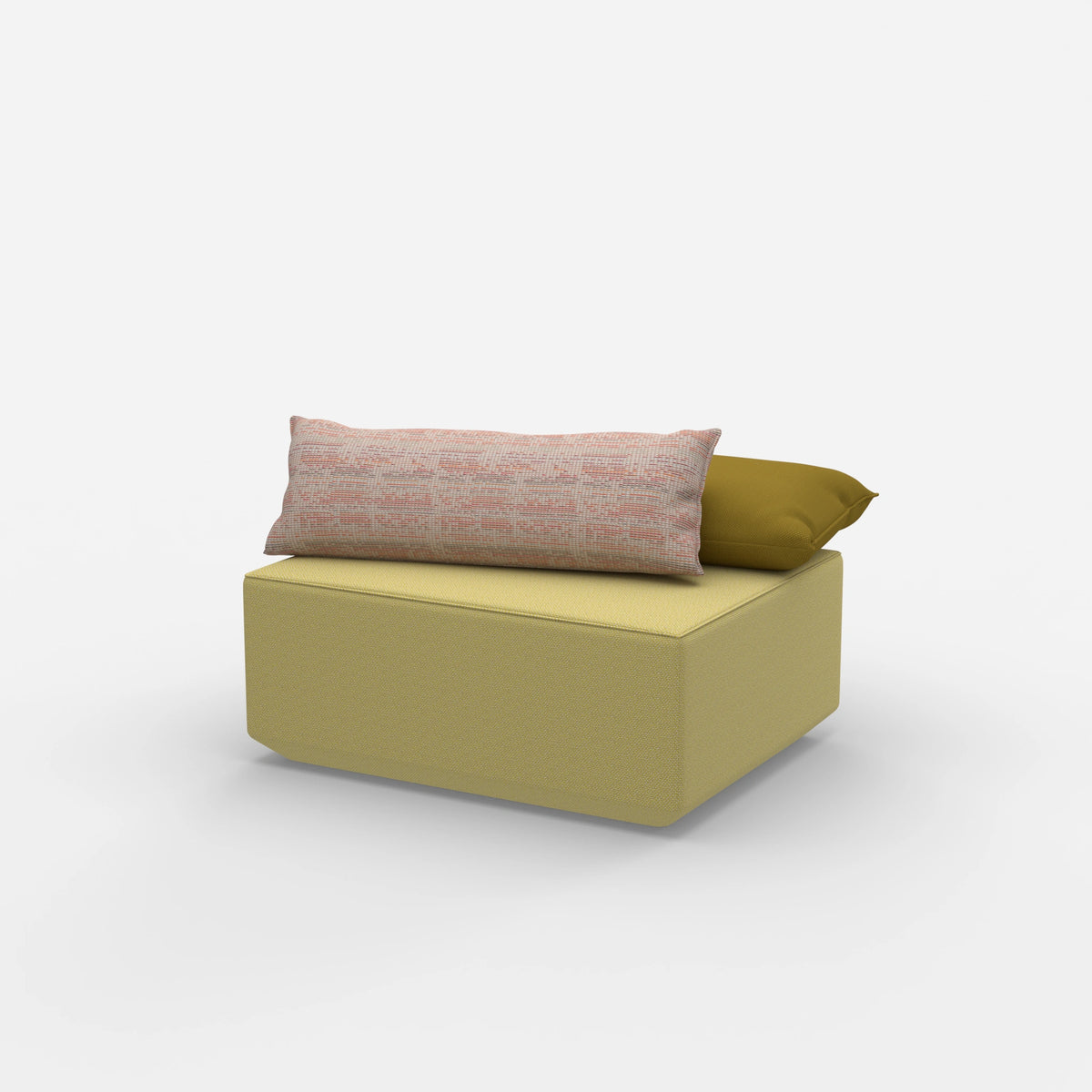 Moderner gelber Pouf von der Seite