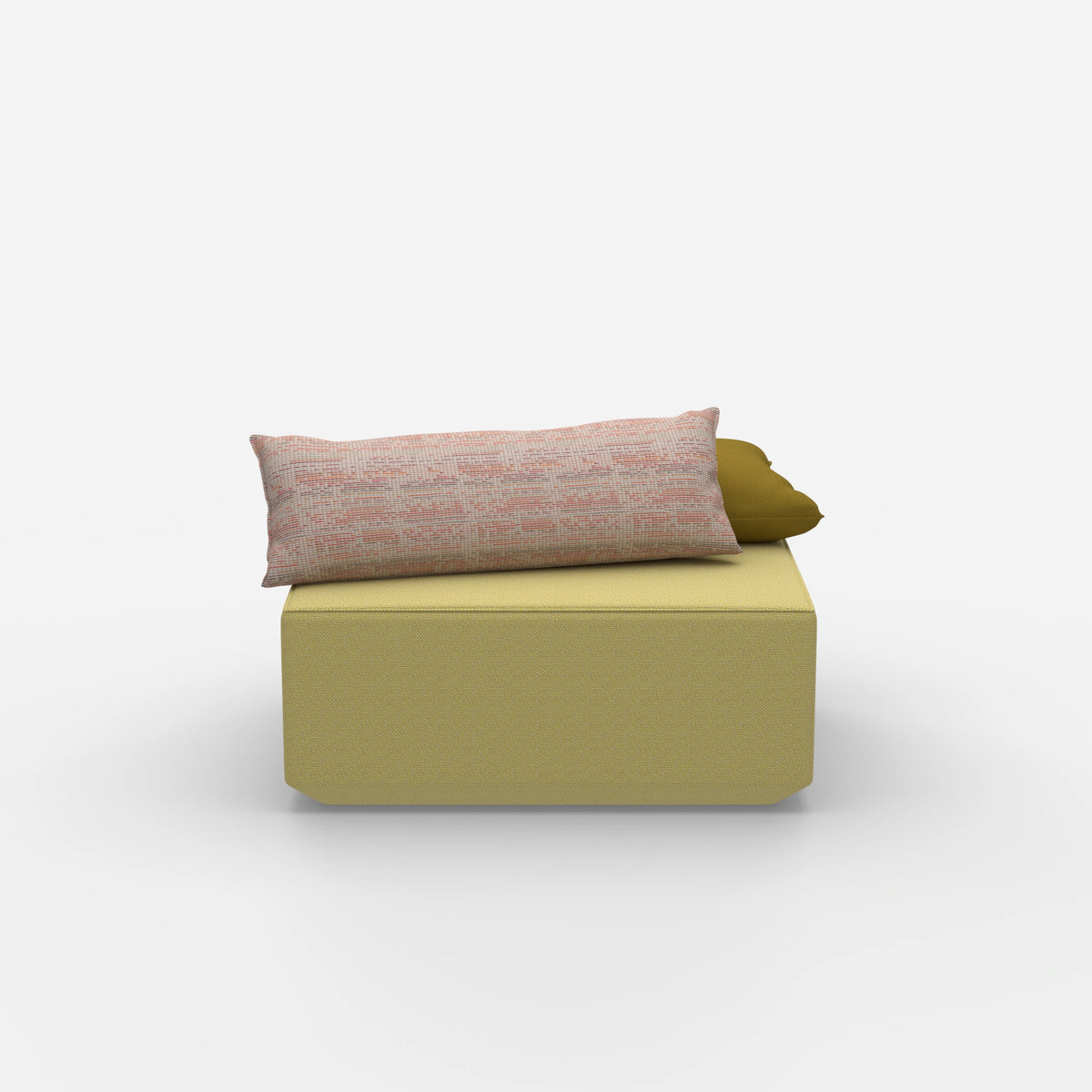 Moderner gelber Pouf von vorne