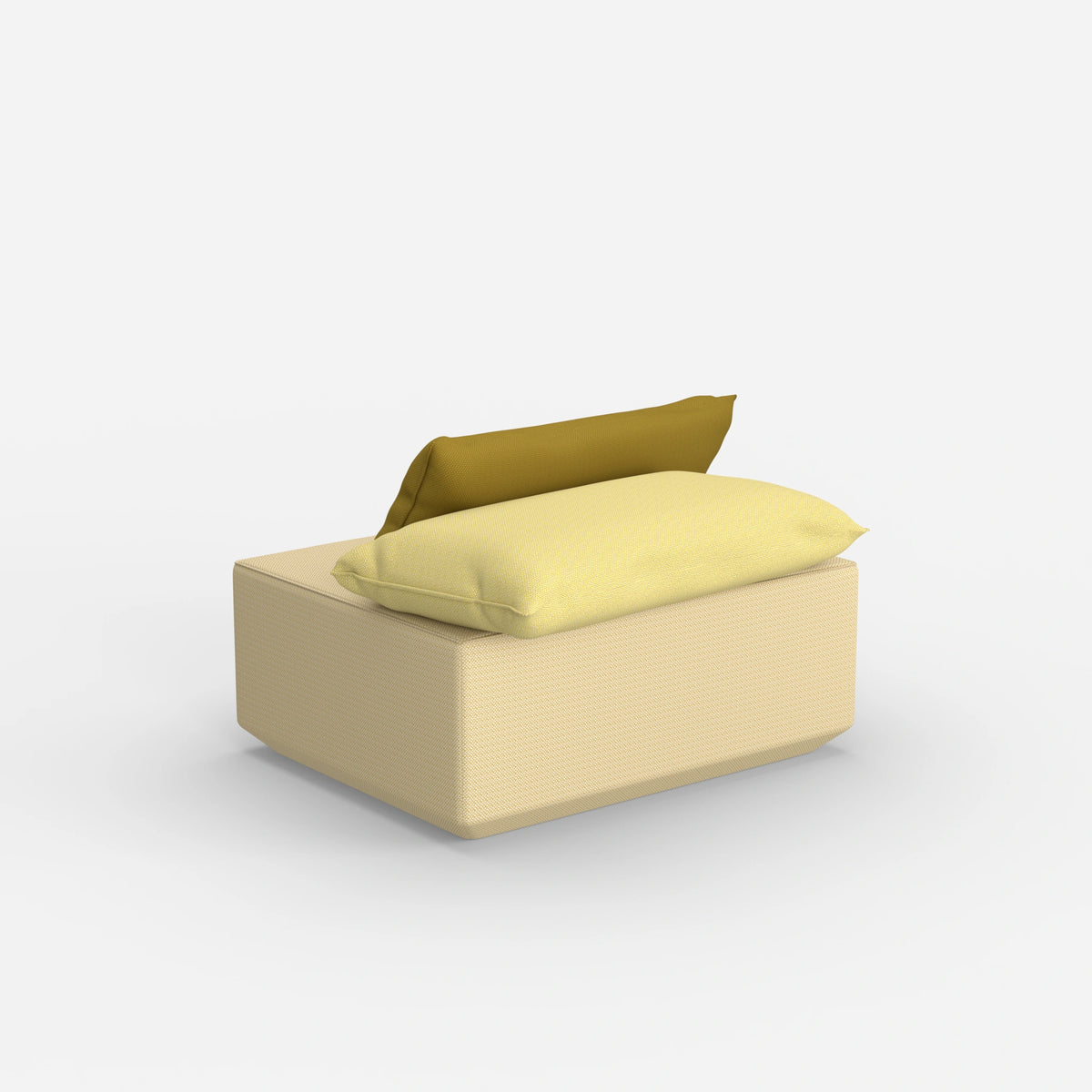 Moderner gelber Pouf von hinten