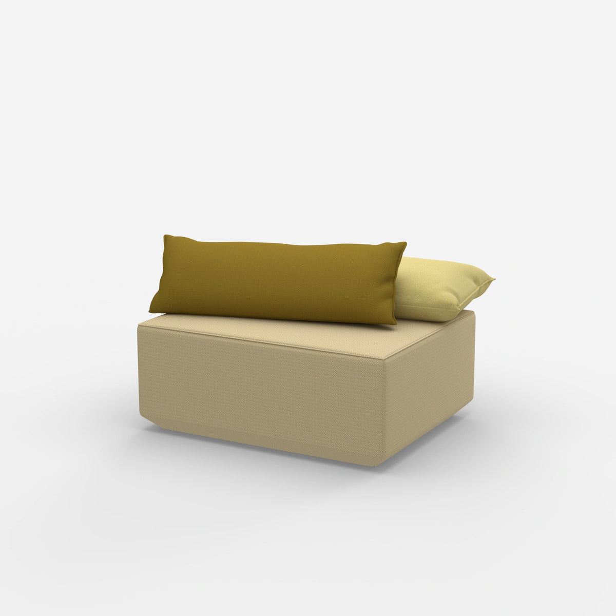 Moderner gelber Pouf von der Seite
