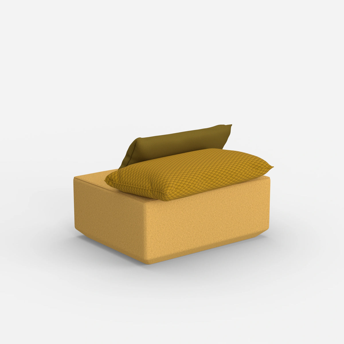 Moderner gelber Pouf von hinten