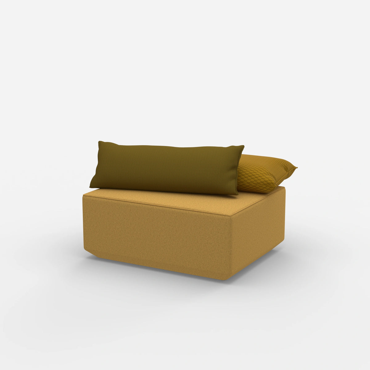 Moderner gelber Pouf von der Seite