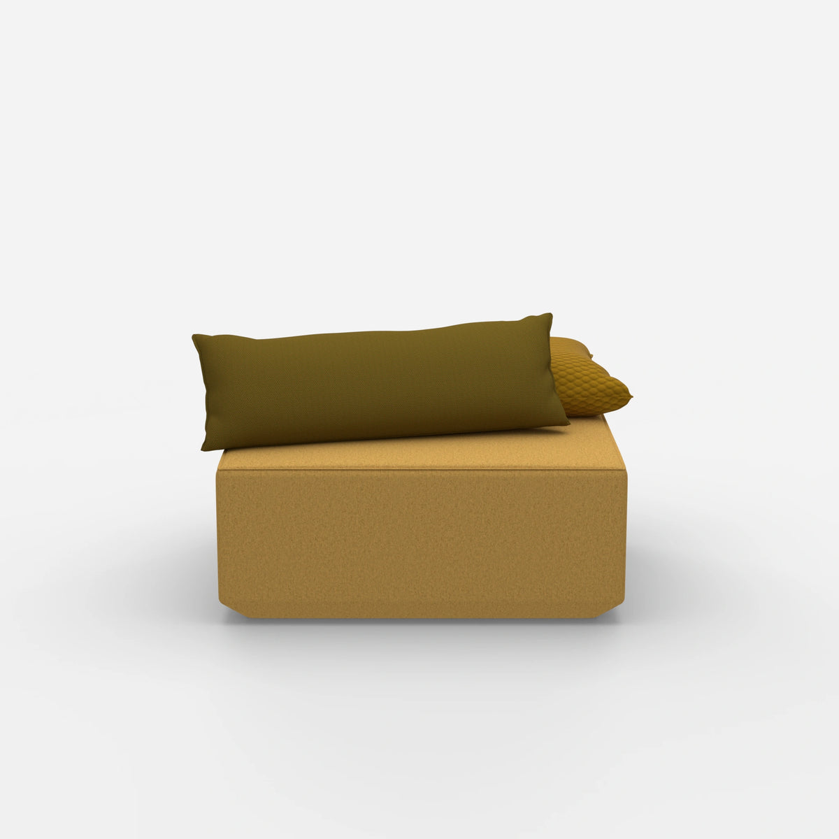 Moderner gelber Pouf von vorne