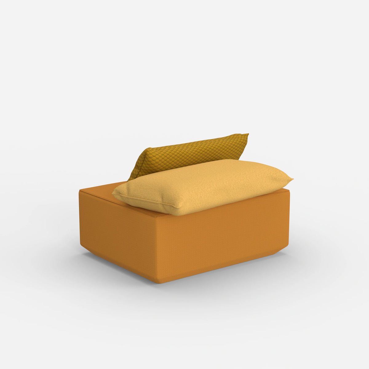 Moderner gelber Pouf von hinten