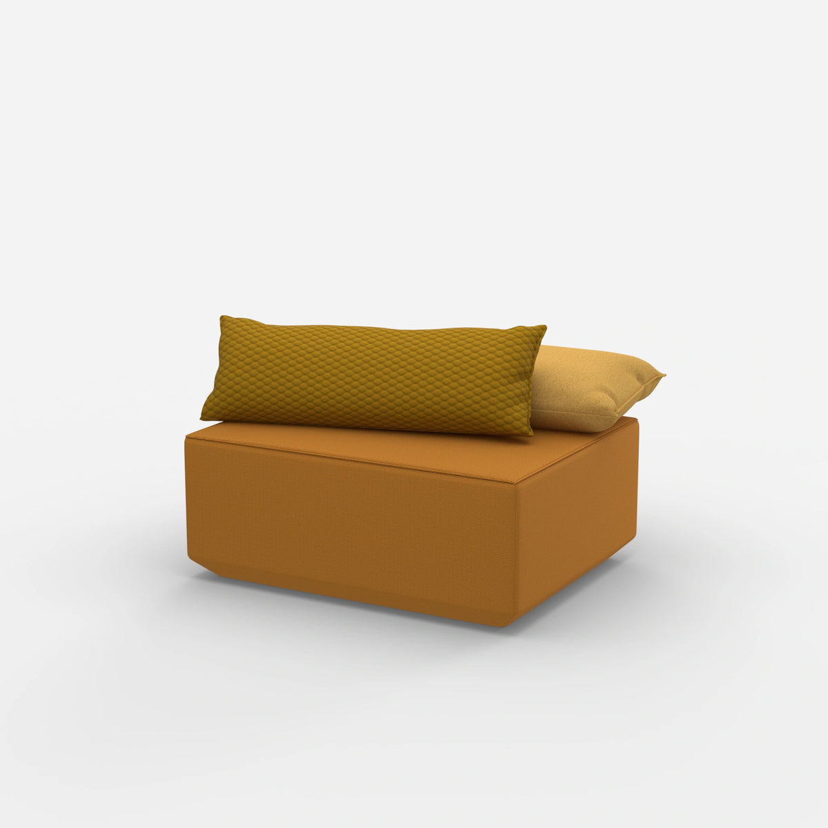 Moderner gelber Pouf von der Seite