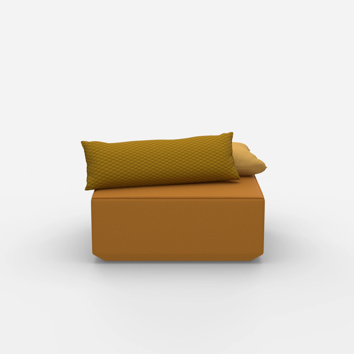 Moderner gelber Pouf von vorne