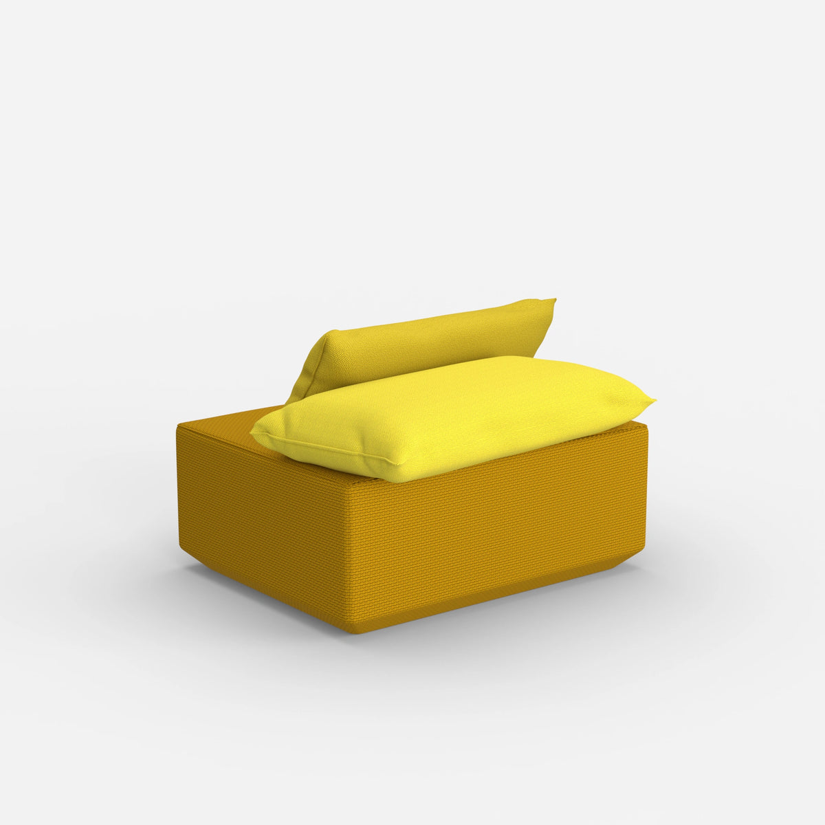 Moderner gelber Pouf von hinten