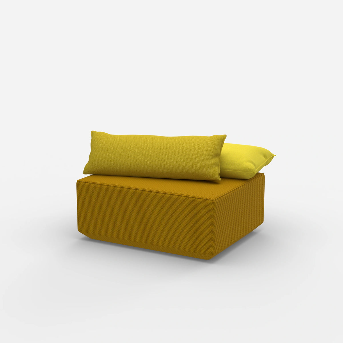 Moderner gelber Pouf von der Seite