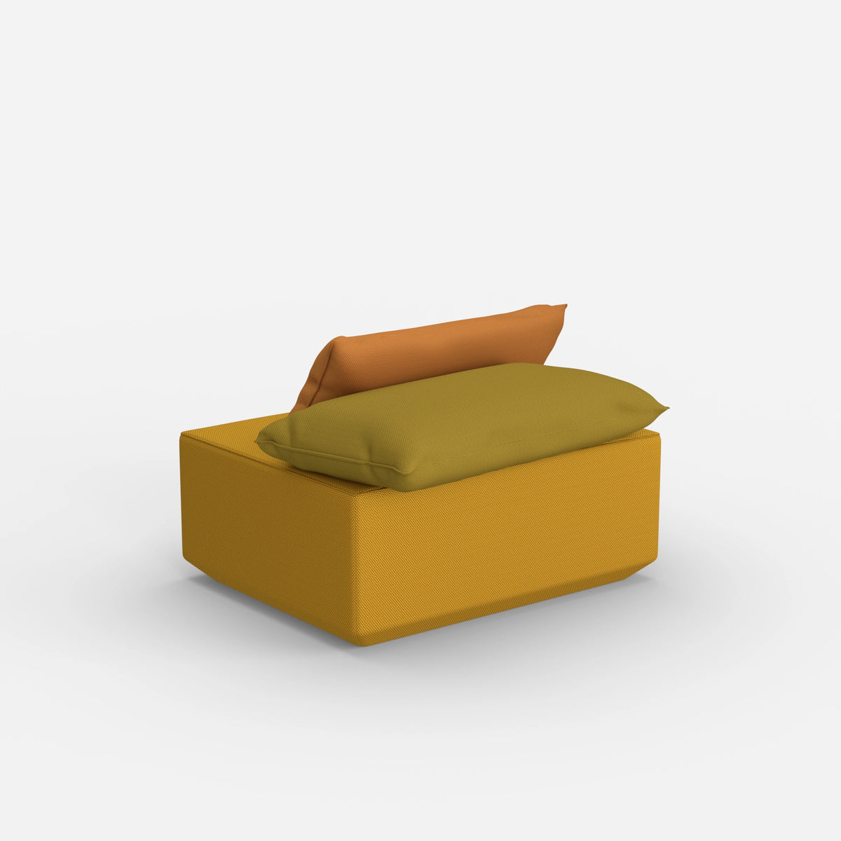 Moderner gelber Pouf von hinten