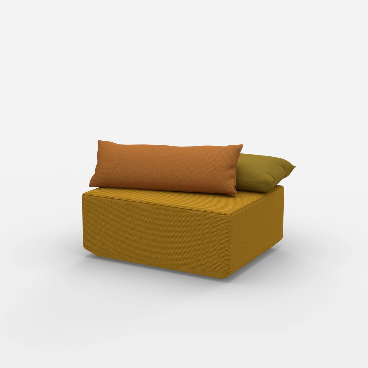 Moderner gelber Pouf von der Seite