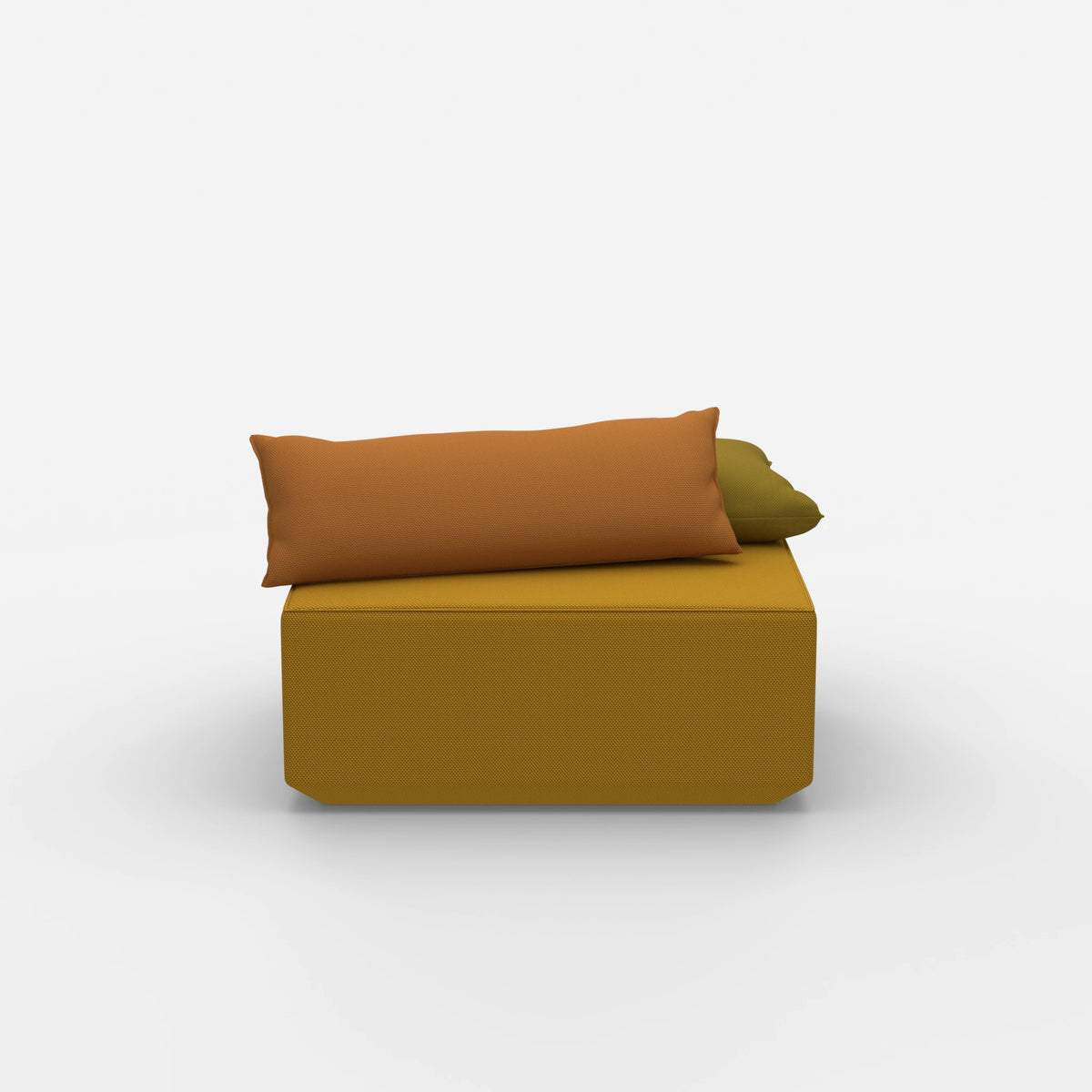 Moderner gelber Pouf von vorne
