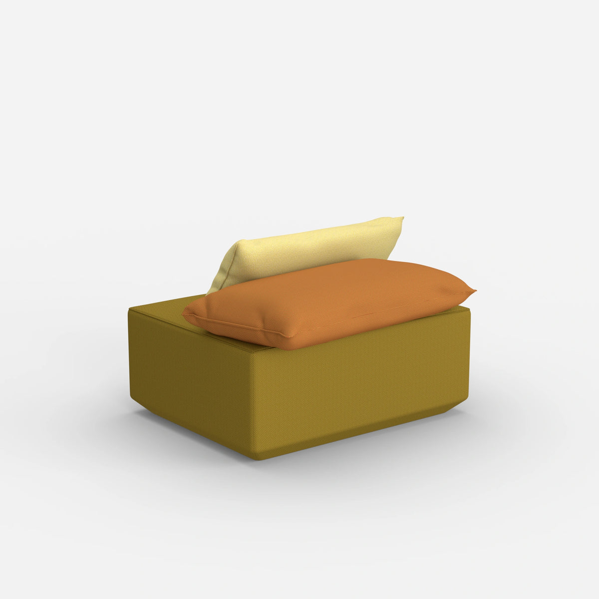 Moderner gelber Pouf von hinten