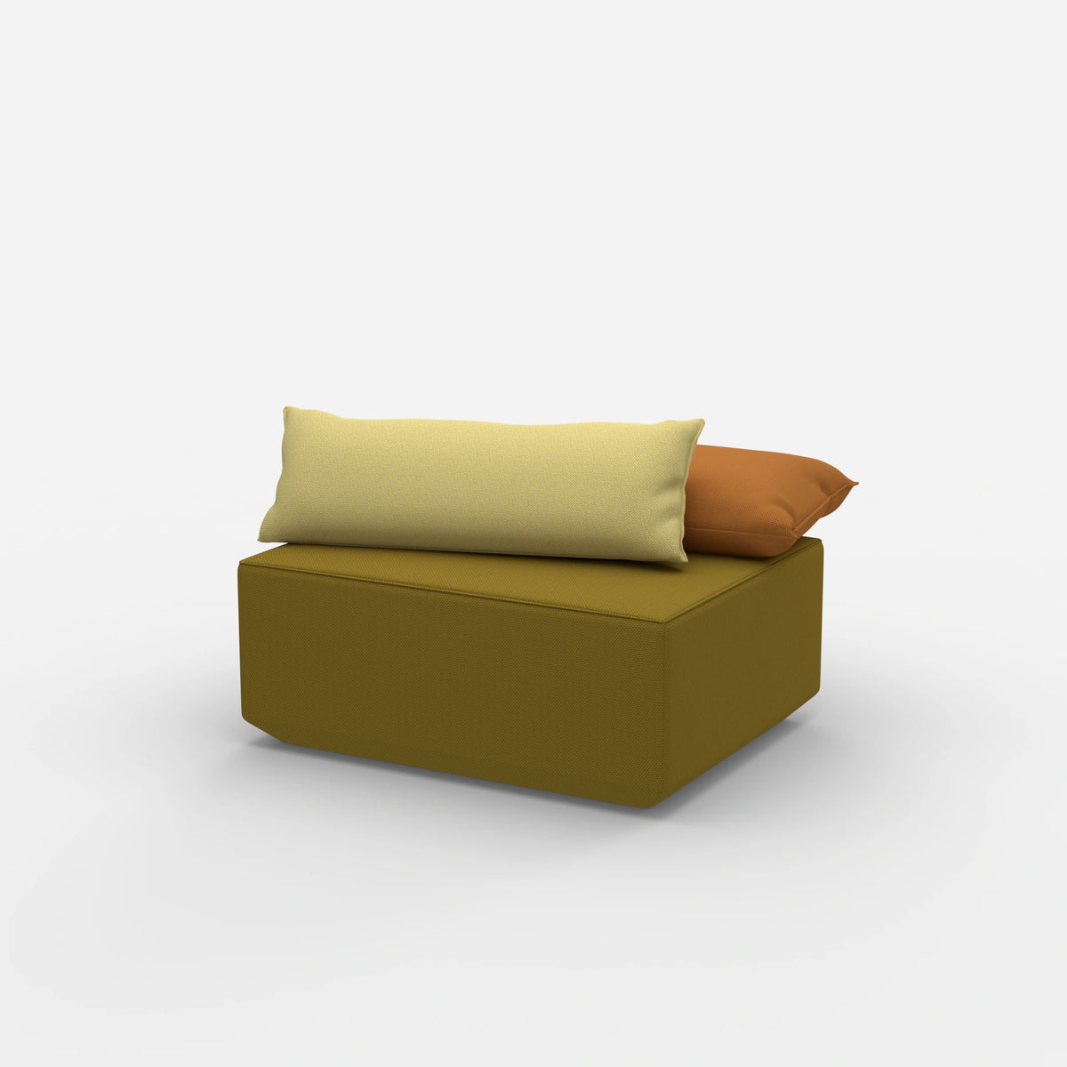 Moderner gelber Pouf von der Seite