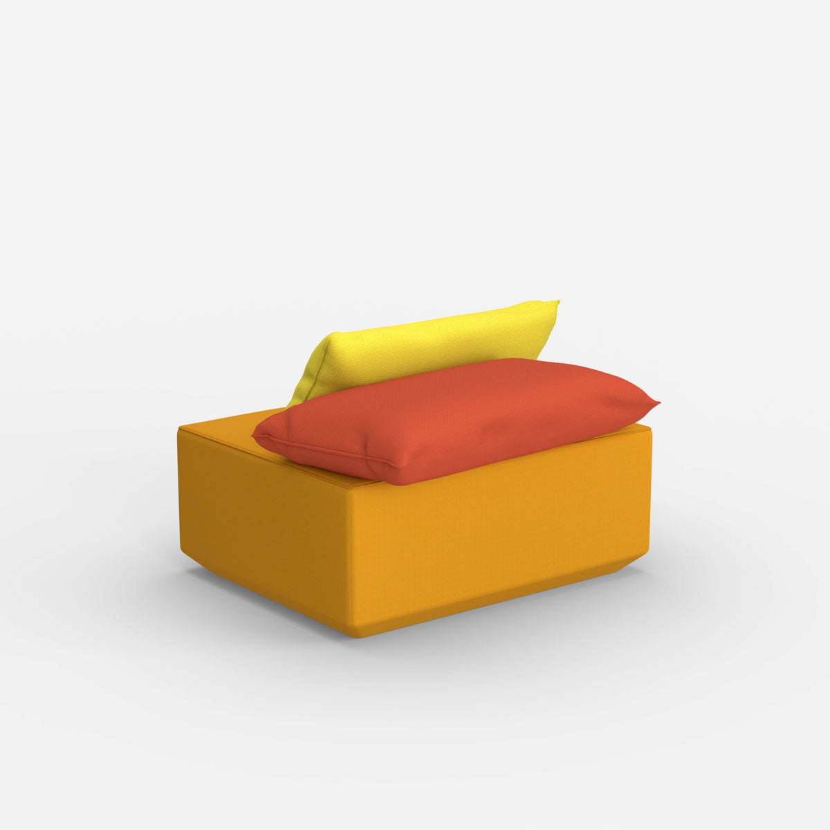 Moderner gelber Pouf von hinten