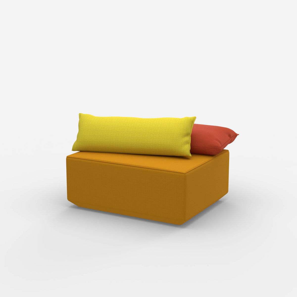 Moderner gelber Pouf von der Seite