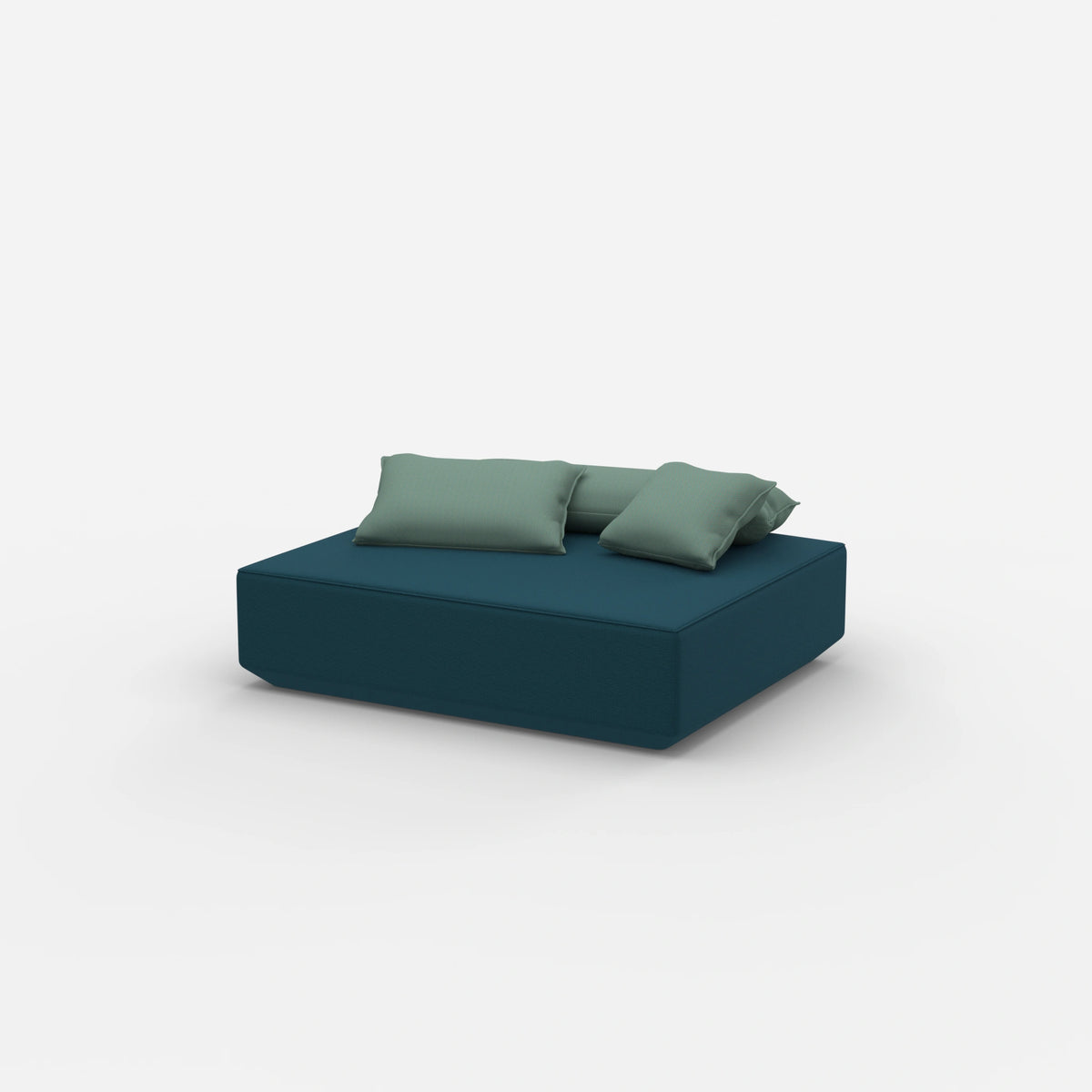 Moderner Pouf petrol von der Seite