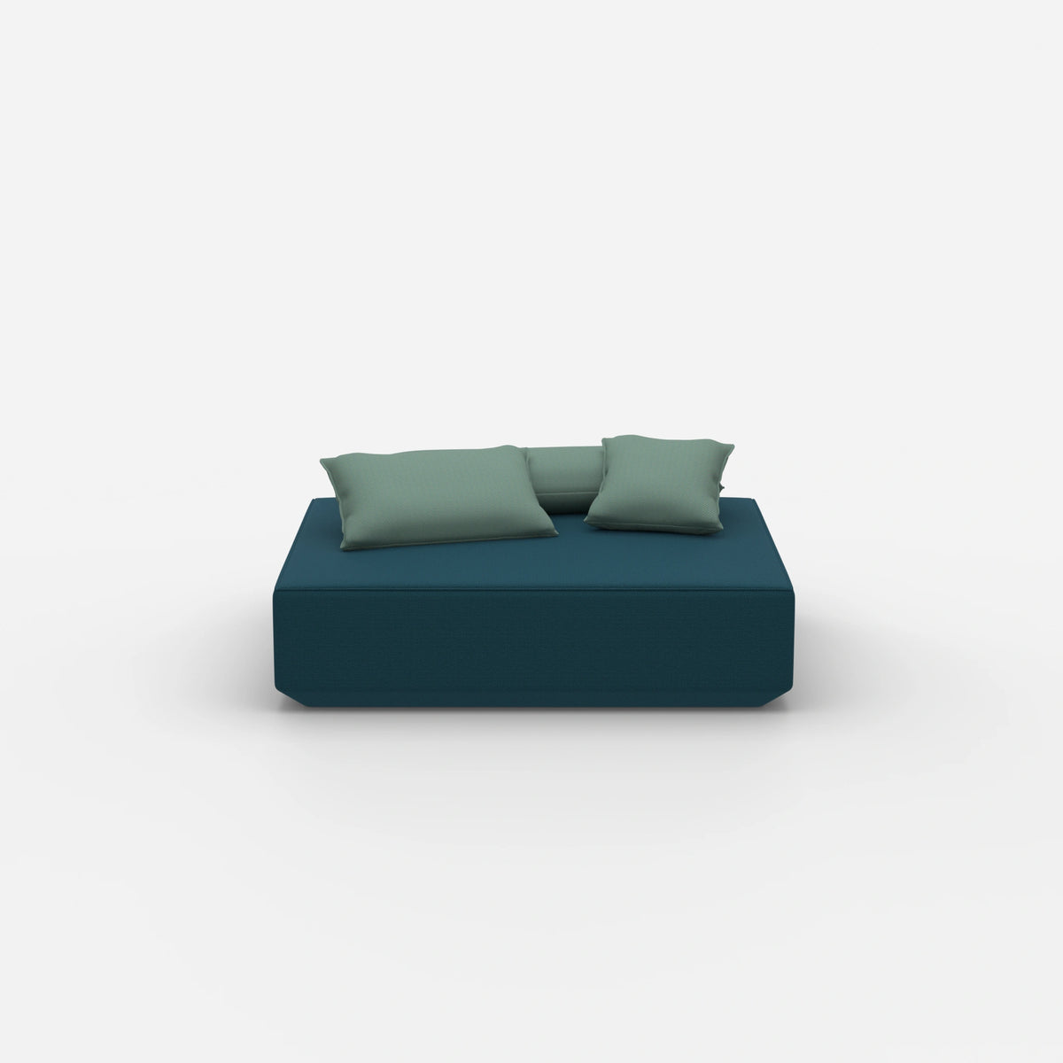 Moderner Pouf petrol von vorne
