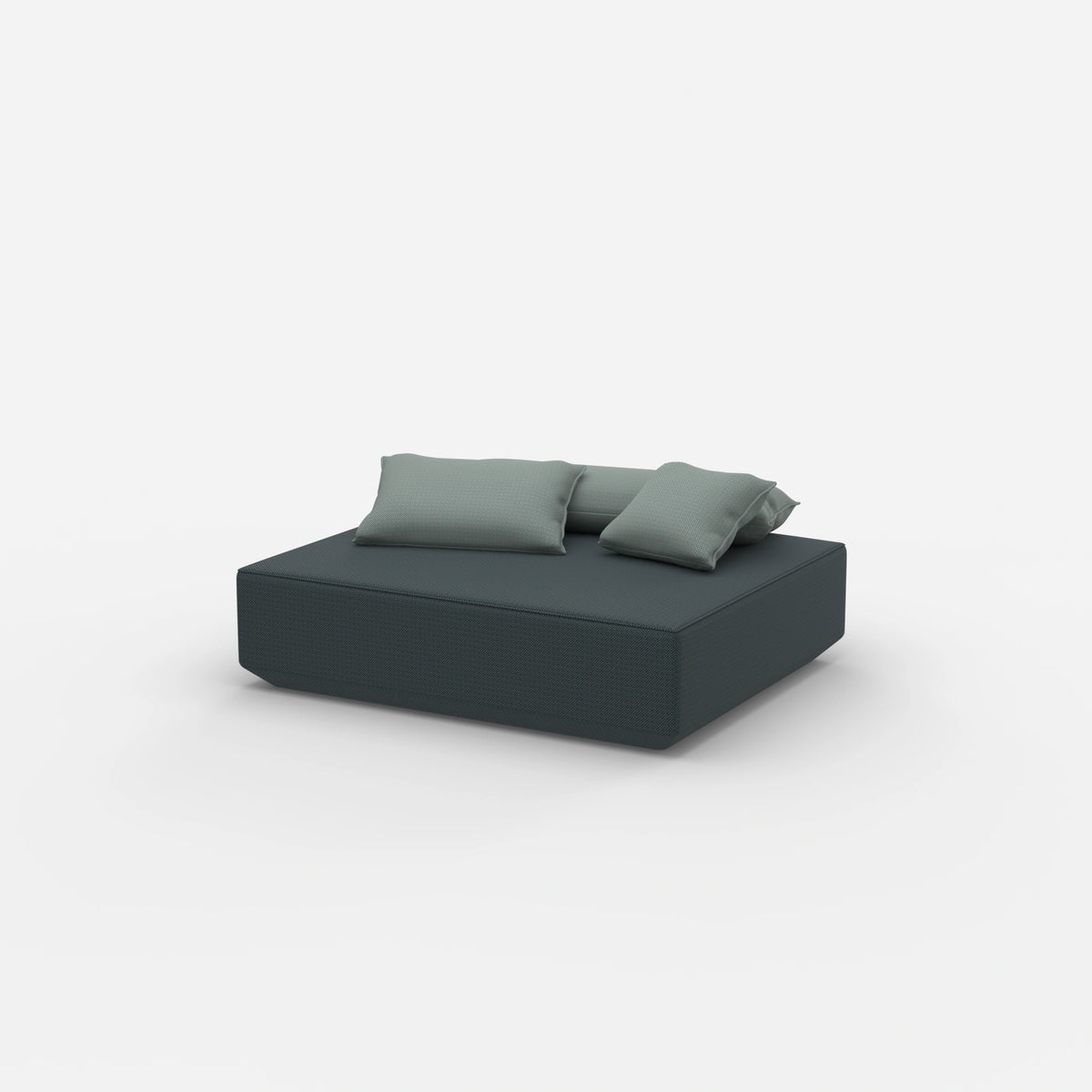 Moderner Pouf petrol von der Seite