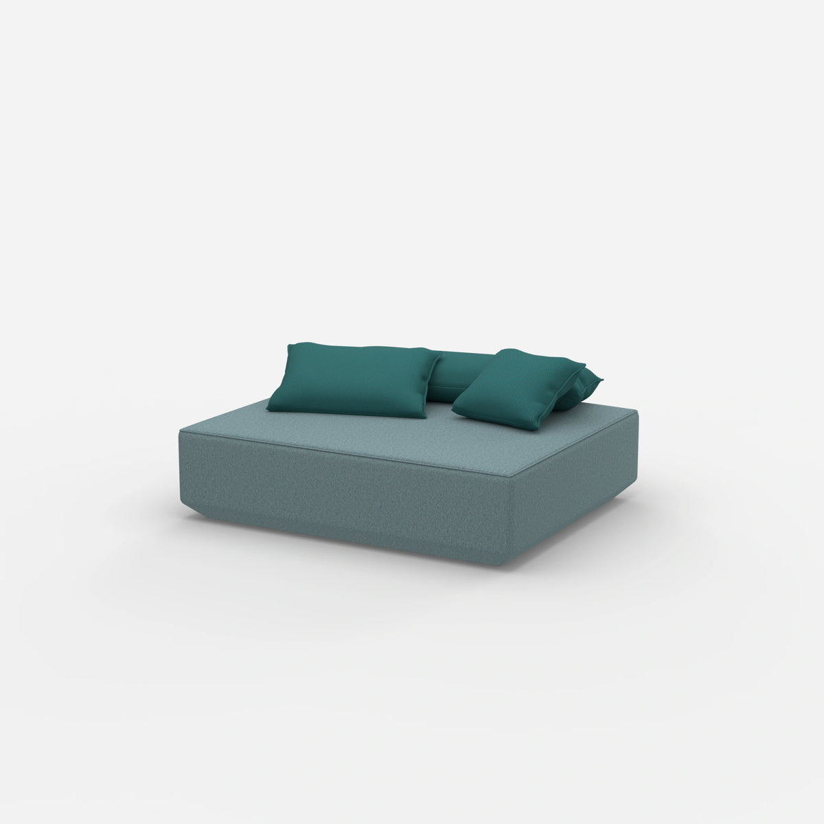 Moderner Pouf petrol von der Seite