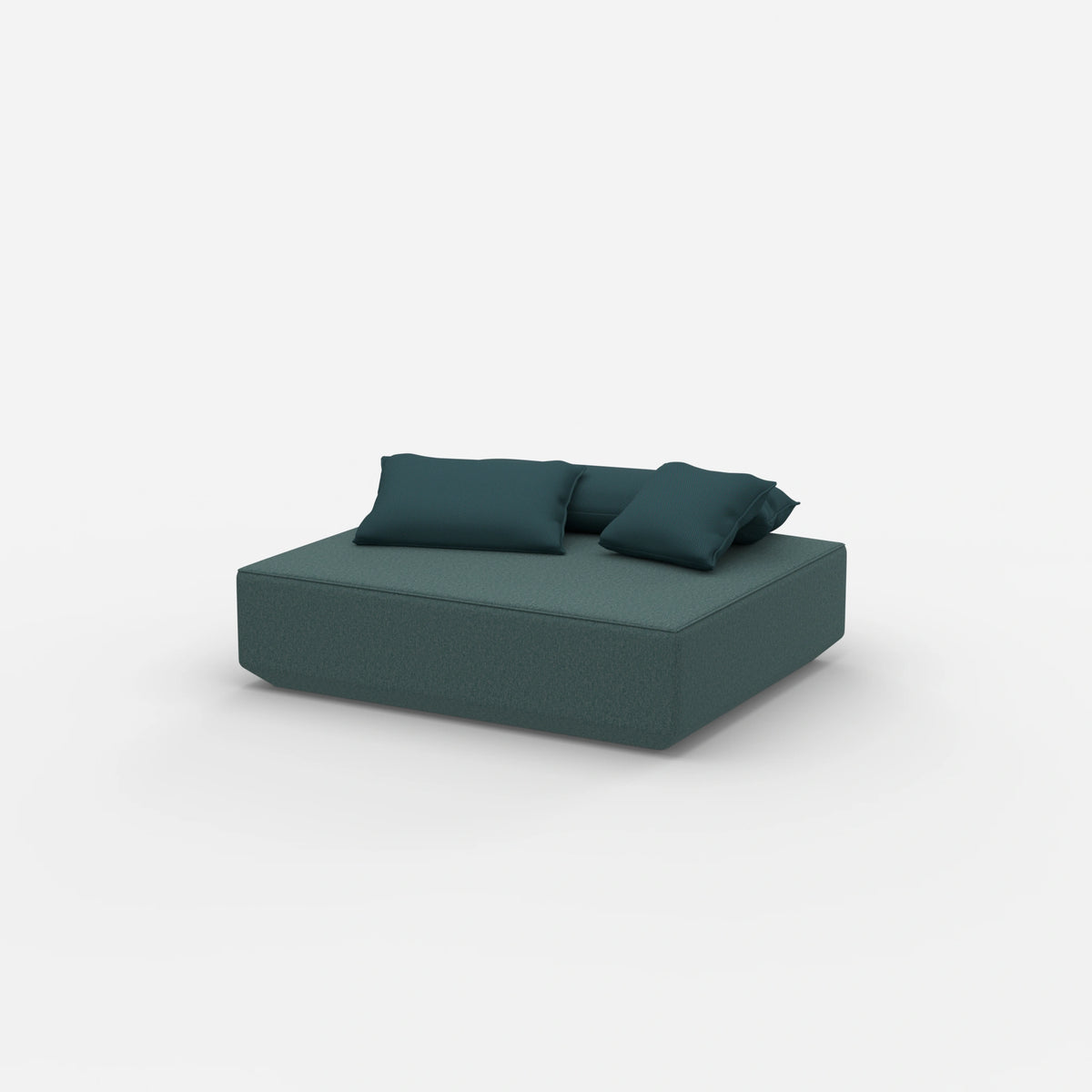 Moderner Pouf petrol von der Seite