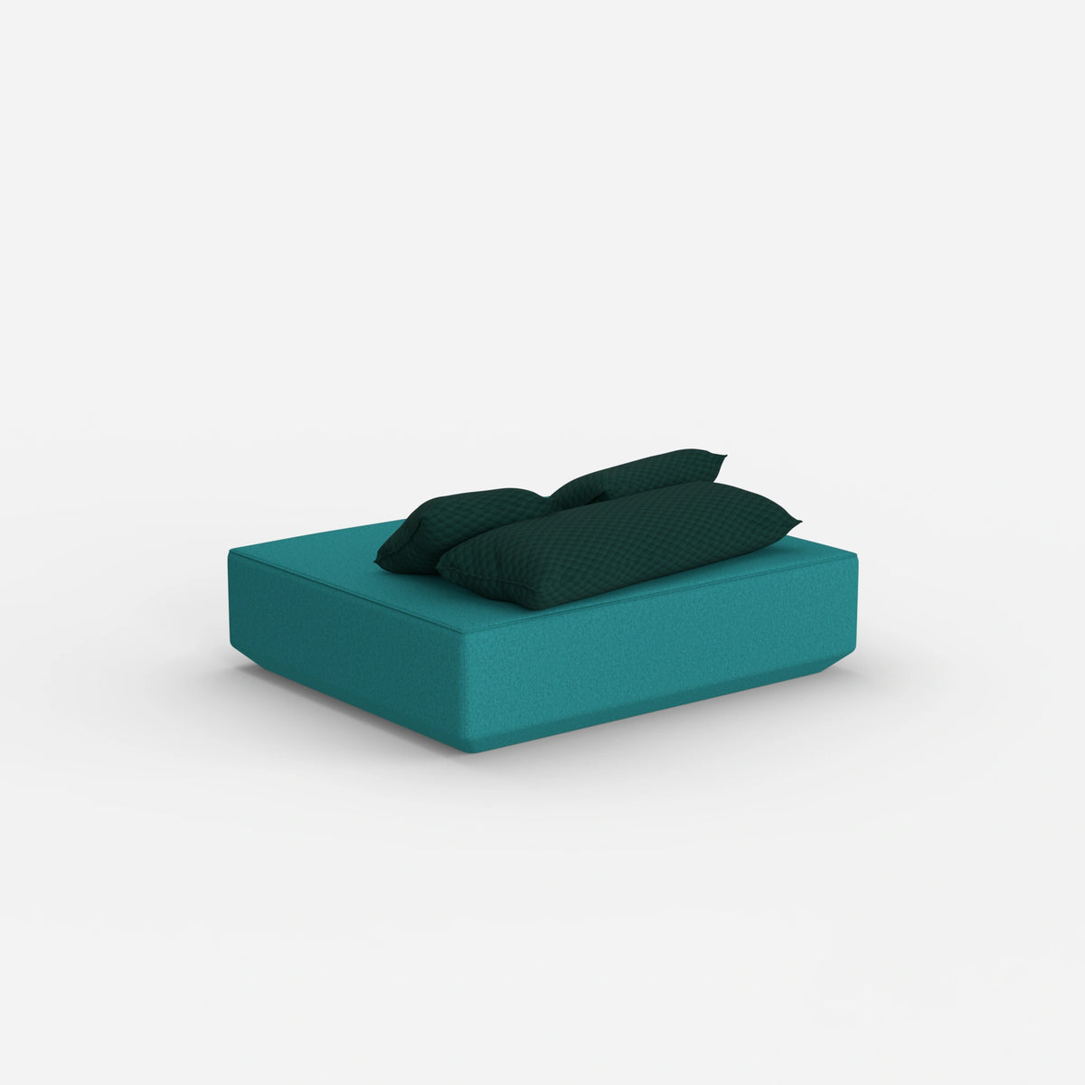 Moderner Pouf petrol von hinten