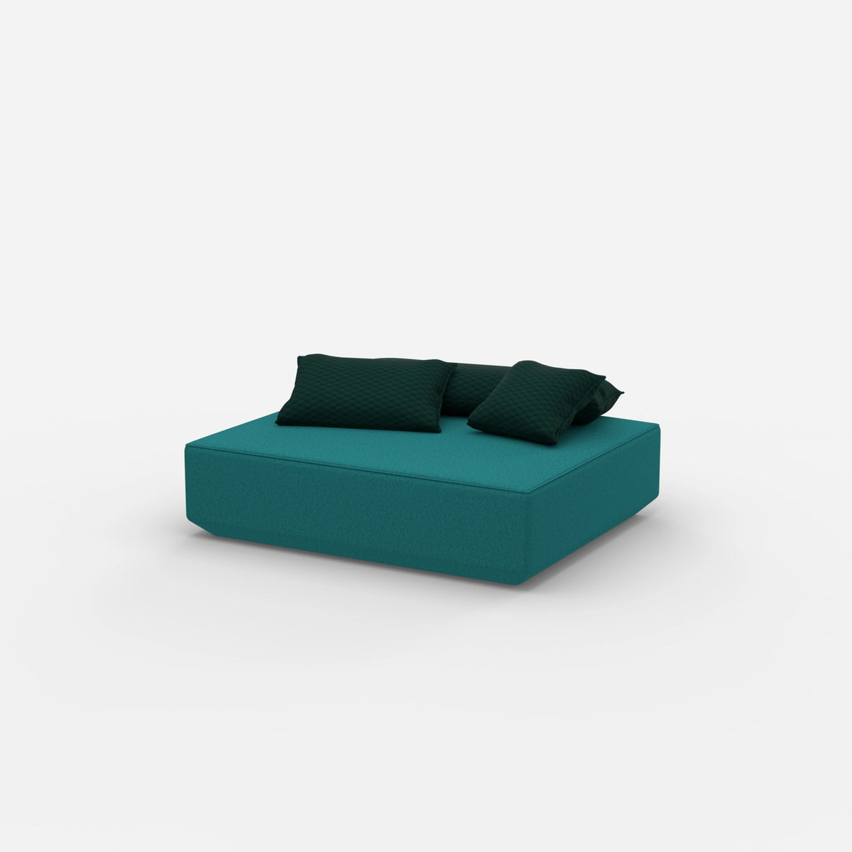 Moderner Pouf petrol von der Seite