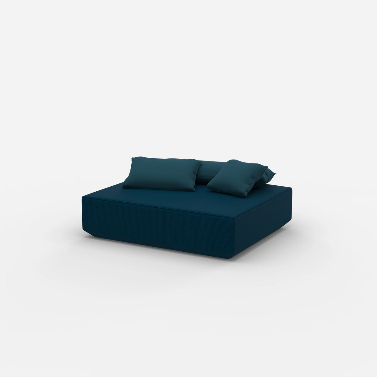 Moderner Pouf petrol von der Seite