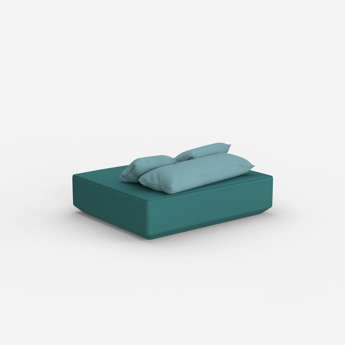 Moderner Pouf petrol von hinten