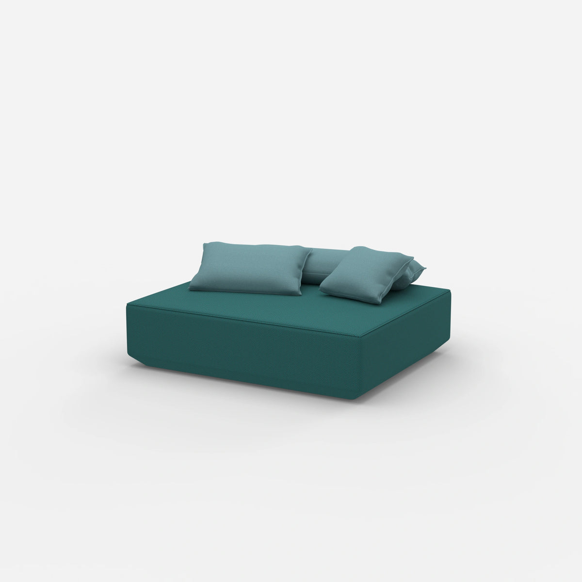 Moderner Pouf petrol von der Seite