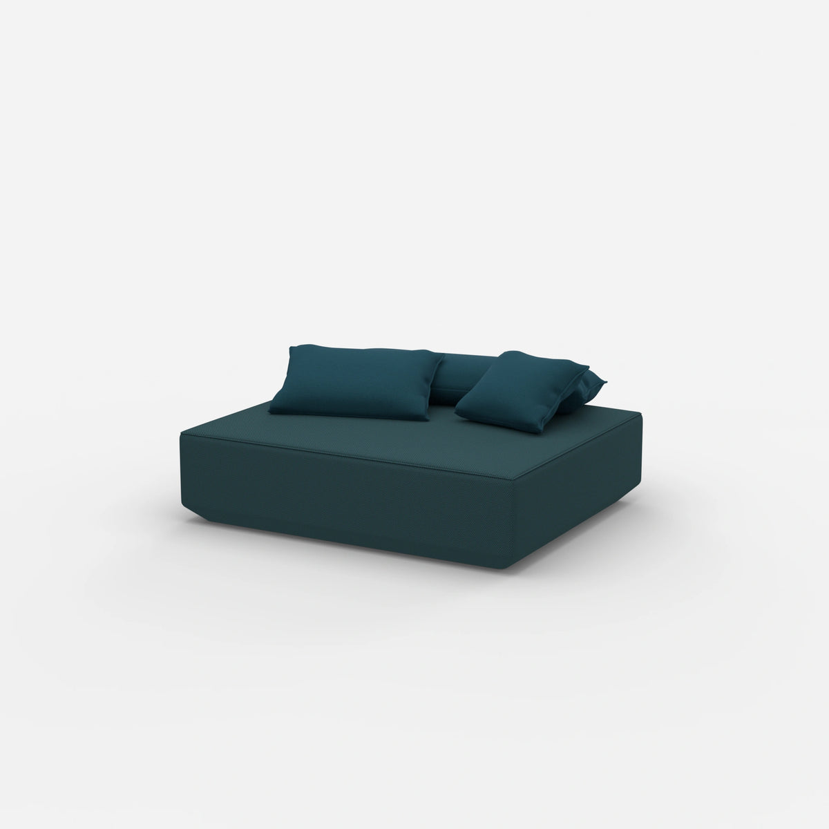 Moderner Pouf petrol von der Seite
