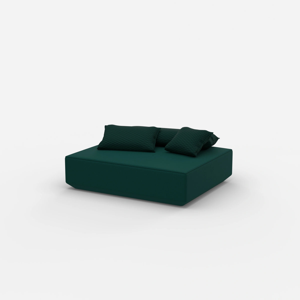 Moderner Pouf petrol von der Seite