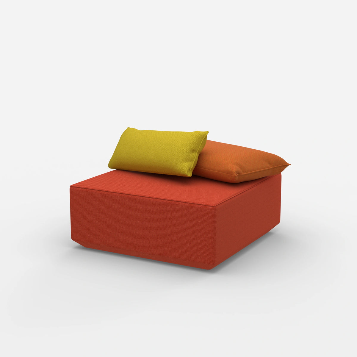 Moderner Pouf viereckig von der Seite