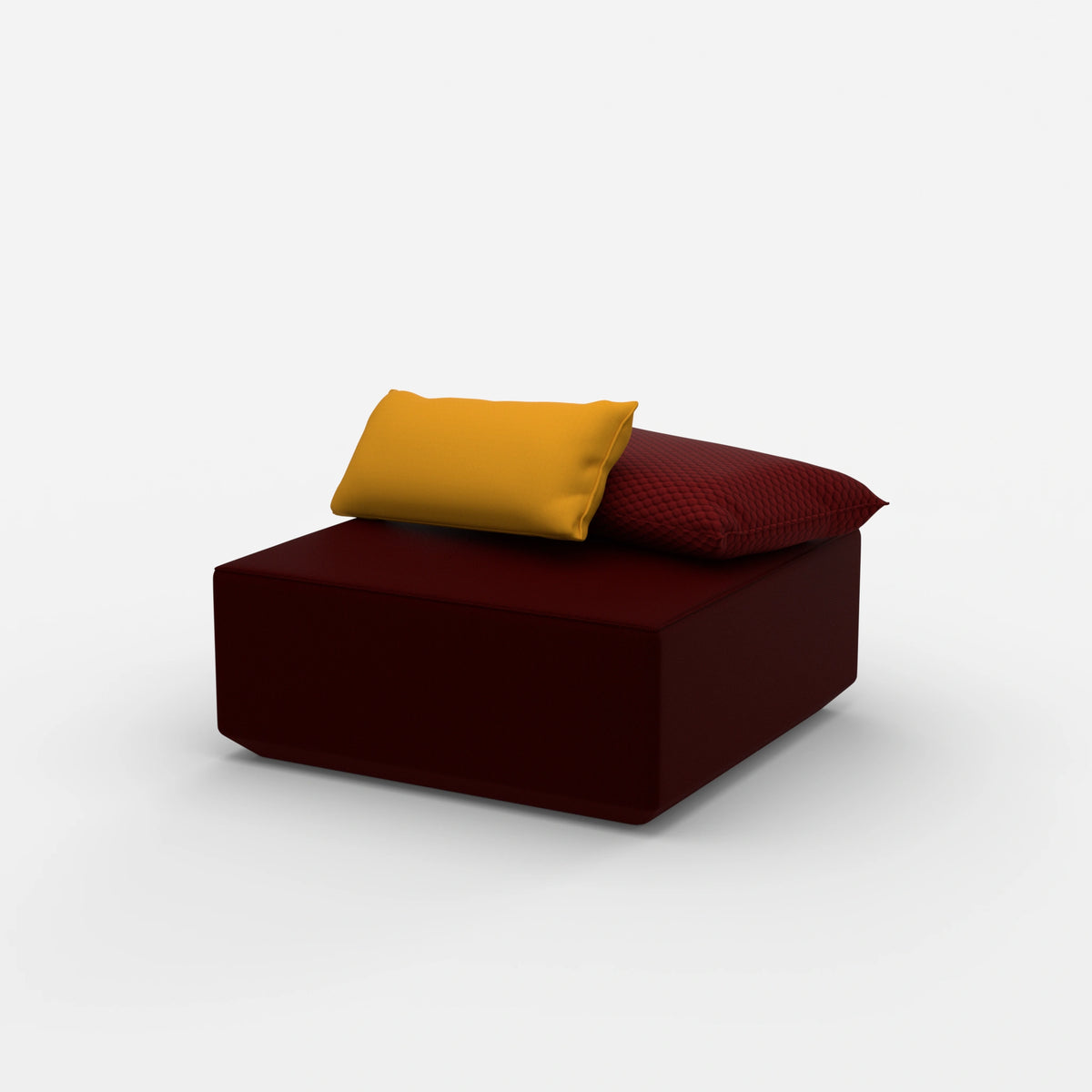 Moderner Pouf viereckig von der Seite