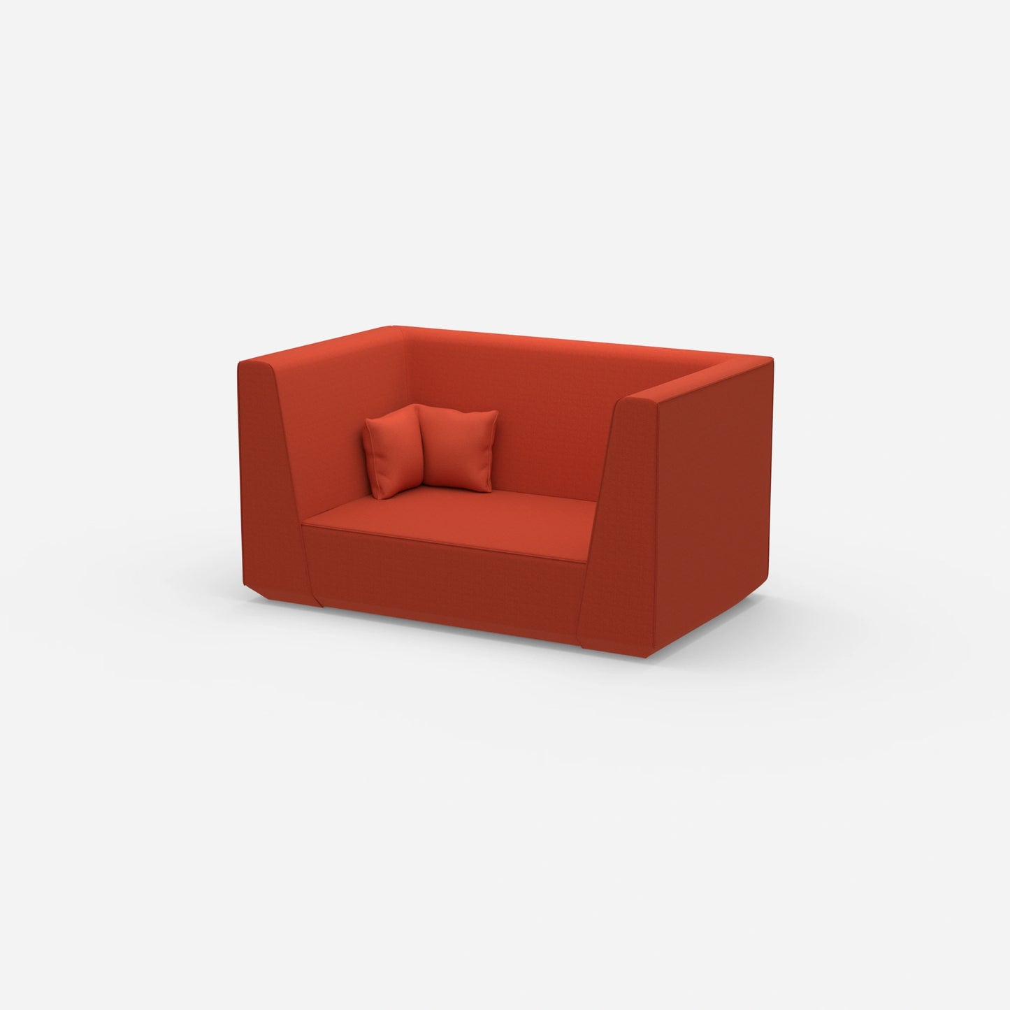 Modernes Zweisitzer Sofa mit hohem Rücken von der Seite