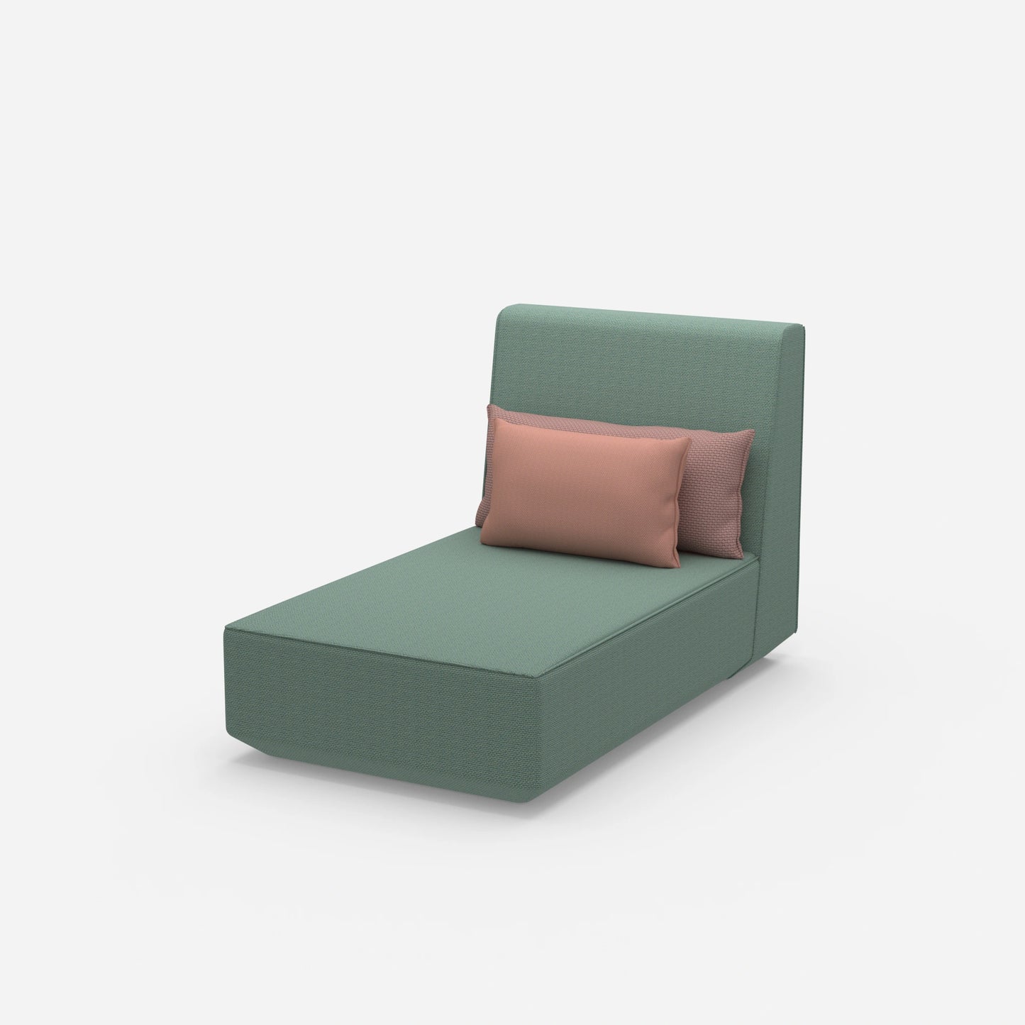 Modular chaise longue with high backrest from the side
