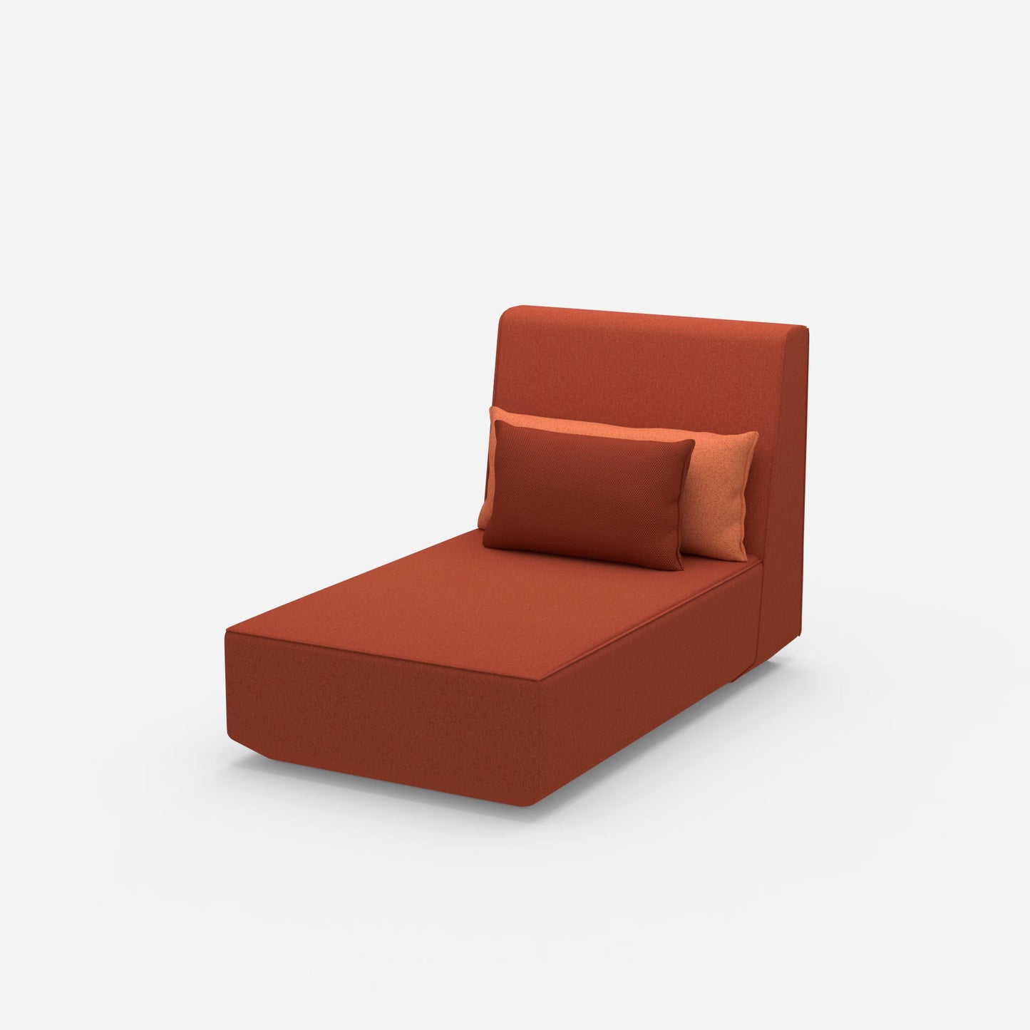 Modular chaise longue with high backrest from the side