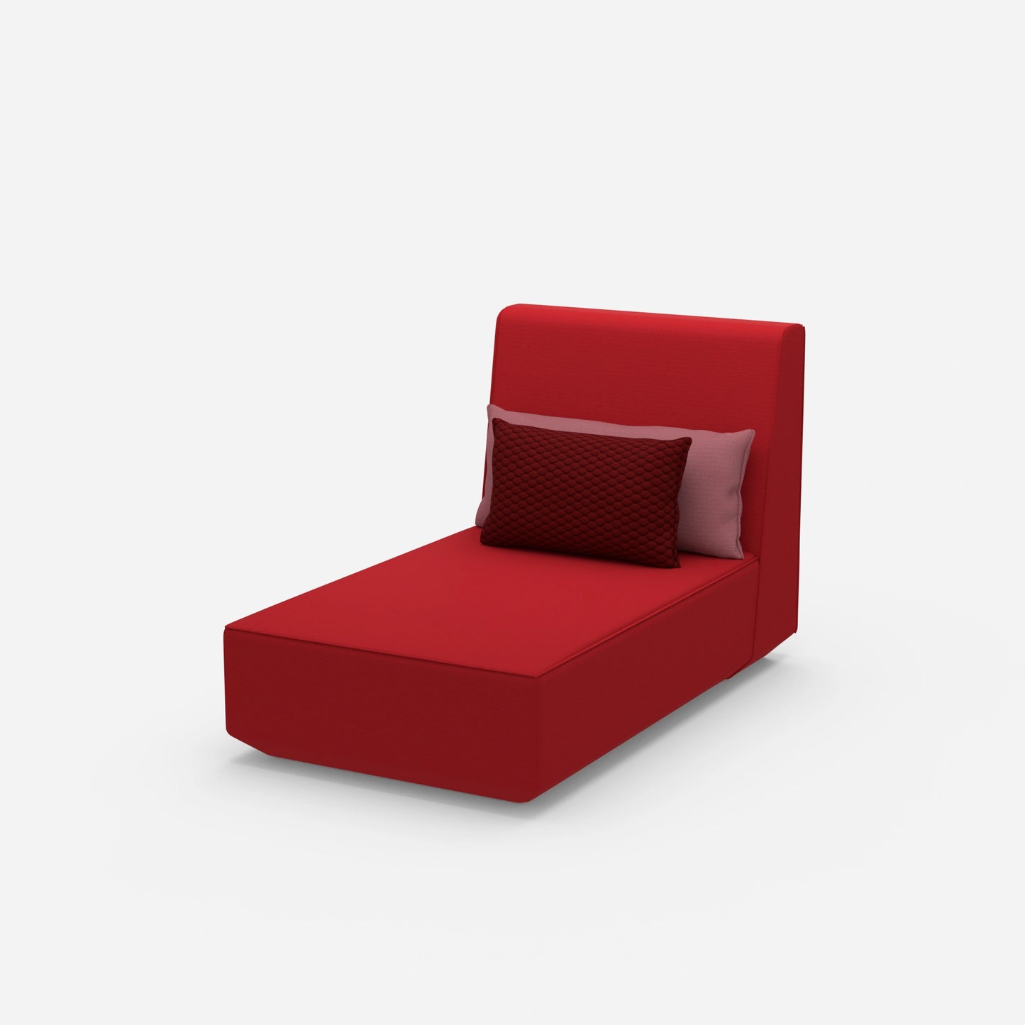 Modular chaise longue with high backrest from the side