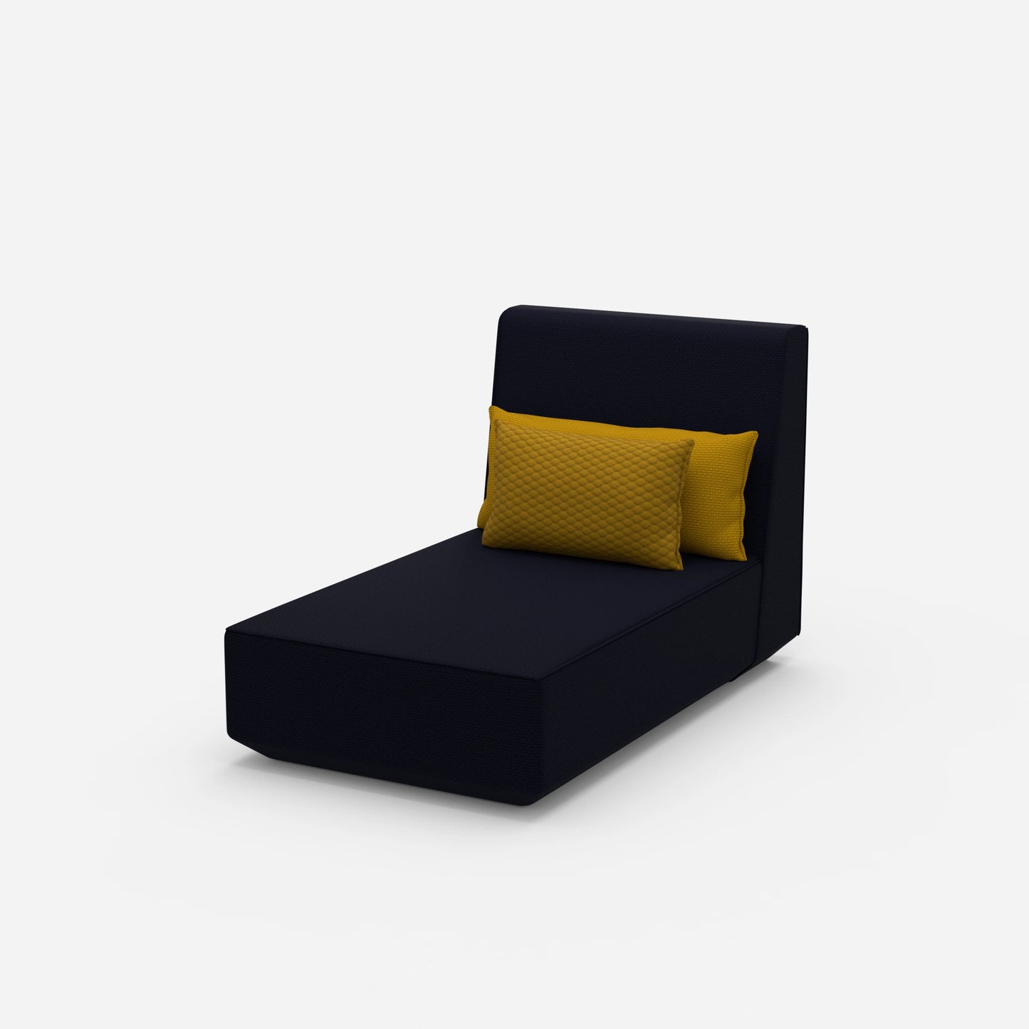 Modular chaise longue with high backrest from the side